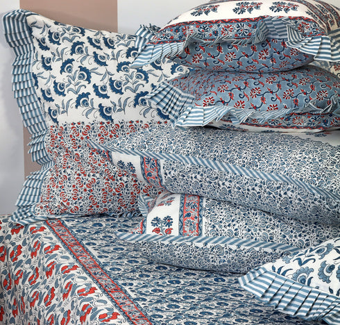 40s Cotton Pillow CoverIn FloralBlock Print